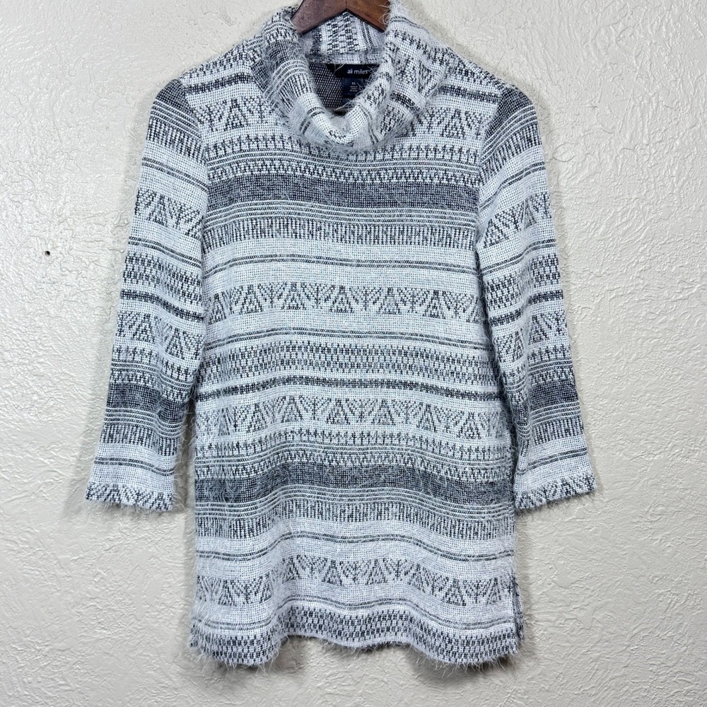 Ali Miles Tunic Sweater XS Fuzzy Eyelash Knit Lagenlook Artsy Scandi Nordic Boho